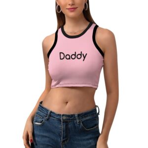 Inkedjoy Daddy Pink / Black Cropped Slim Racer Tank Top