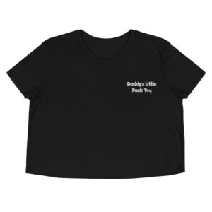 Kinky Cloth Black / S Daddy's Litle Fuck Toy Hearts White Embroidered Crop Top