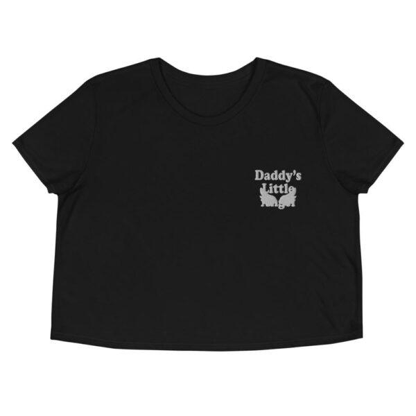 Kinky Cloth Black / S Daddy's Little Angel White Embroidered Crop Top