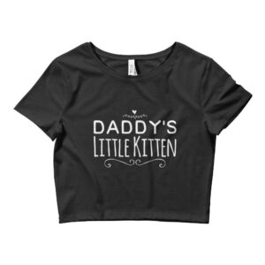 Kinky Cloth Top Crop Top - S / White/ Pink Font Daddy's Little Kitten Top