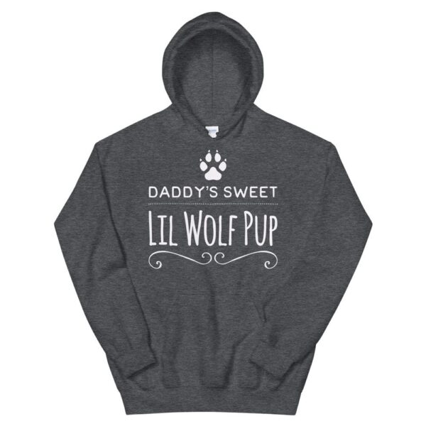 Kinky Cloth Dark Heather / S Daddy's Sweet Lil Wolf Pup White Hoodie