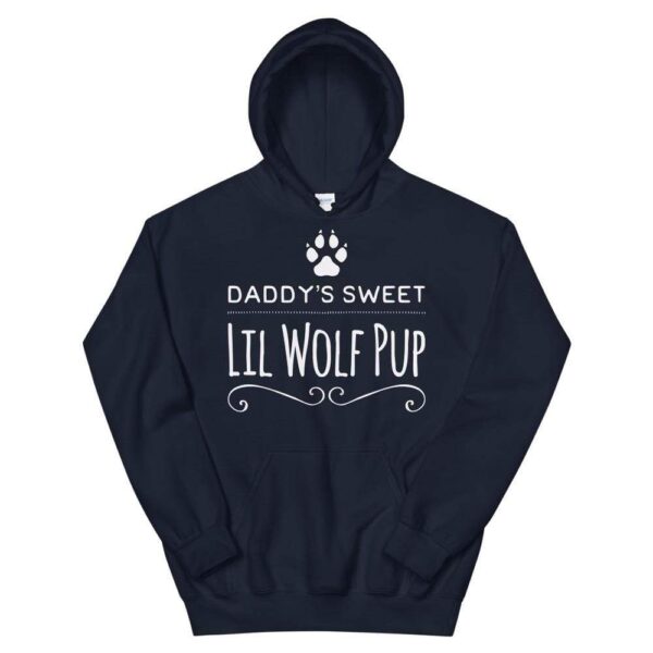 Kinky Cloth Navy / S Daddy's Sweet Lil Wolf Pup White Hoodie