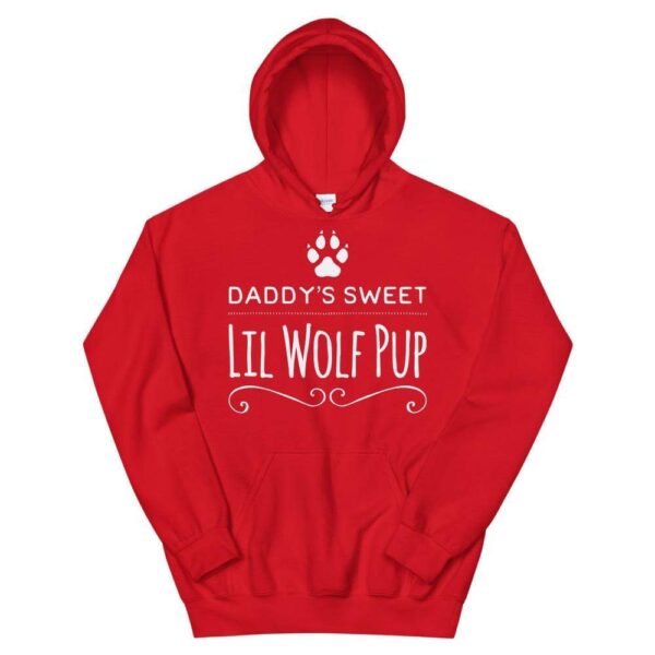 Kinky Cloth Red / S Daddy's Sweet Lil Wolf Pup White Hoodie