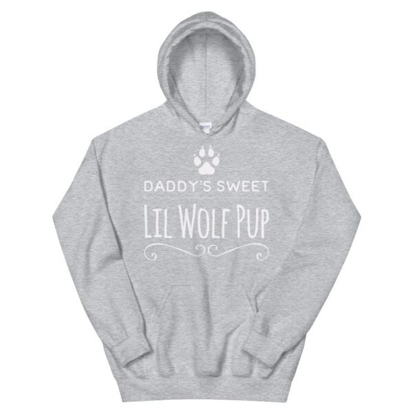 Kinky Cloth Sport Grey / S Daddy's Sweet Lil Wolf Pup White Hoodie