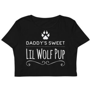 Kinky Cloth XS Daddy's Sweet Lil Wolf Pup White Organic Crop Top