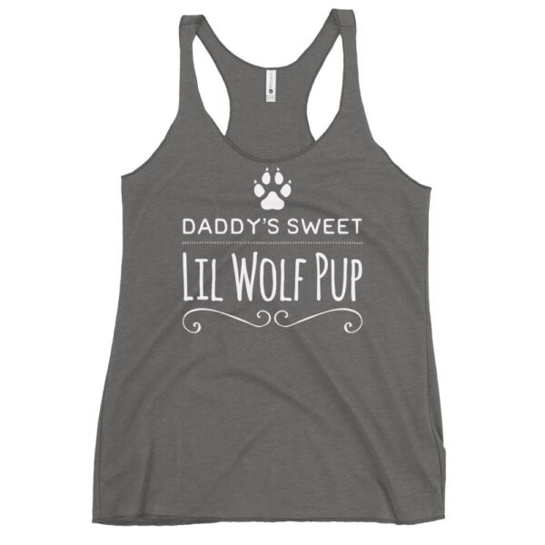 Kinky Cloth Premium Heather / XS Daddy's Sweet Lil Wolf Pup White Tank Top