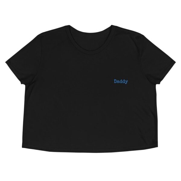 Kinky Cloth Black / S Daddy Typewriter Blue Embroidered Crop Top