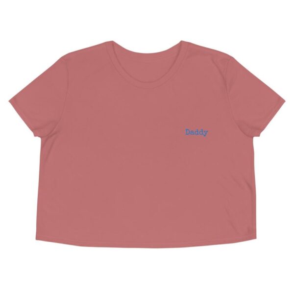 Kinky Cloth Mauve / S Daddy Typewriter Blue Embroidered Crop Top