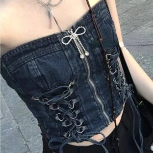 Kinky Cloth Denim Bandage Corset