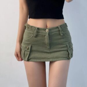 Kinky Cloth Denim Cargo Mini Skirt