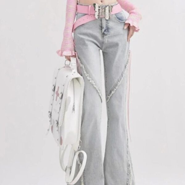 Kinky Cloth Denim Lace-up Flare Pants