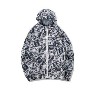 Kinky Cloth 200000798 White / M Dollar Print Hoodie Windbreaker