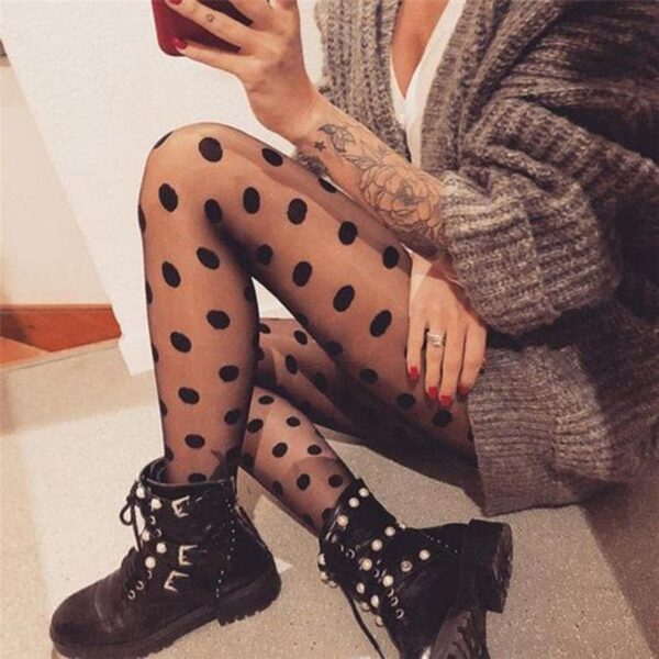 Kinky Cloth Dot Patterned Silk Pantyhose