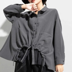 Kinky Cloth Drawstring Loose Fit Blouse