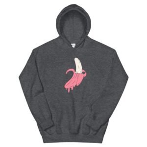 Kinky Cloth Dark Heather / S Dripping Pink Banana Unisex Hoodie