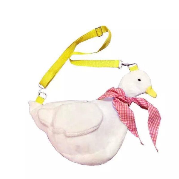 Kinky Cloth 200001420 White-Red Checkered Duck Plush Crossbody Bag