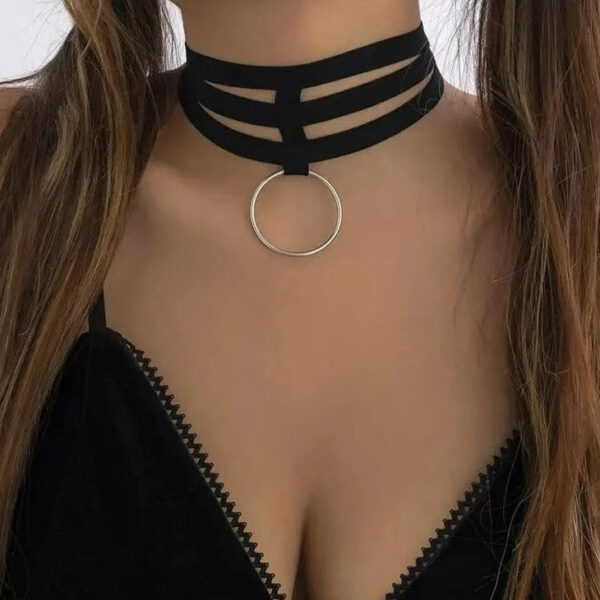 Kinky Cloth Elastic Band Big Circle Pendants Choker