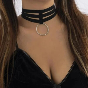 Kinky Cloth Elastic Band Big Circle Pendants Choker