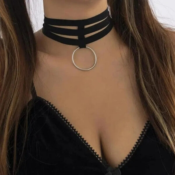 Kinky Cloth Elastic Band Big Circle Pendants Choker