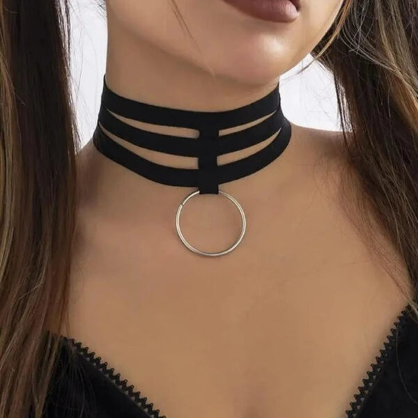 Kinky Cloth Elastic Band Big Circle Pendants Choker