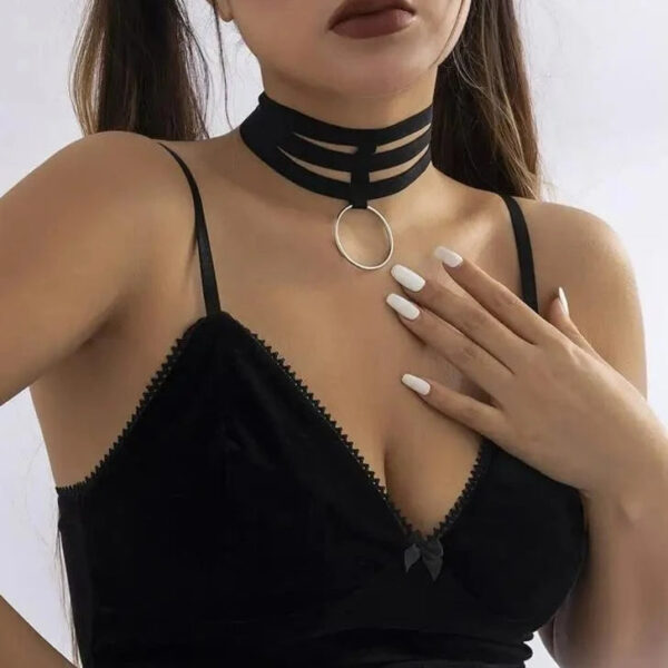 Kinky Cloth Elastic Band Big Circle Pendants Choker