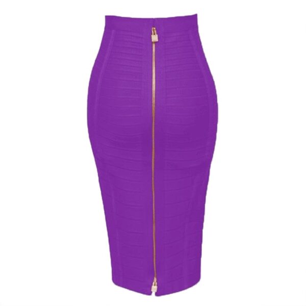 Kinky Cloth Purple / XS Elastic Bandage Zipper Skirt