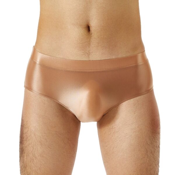 Kinky Cloth Coffee / M / 1pc Elastic Waistband Men's Glossy Briefs