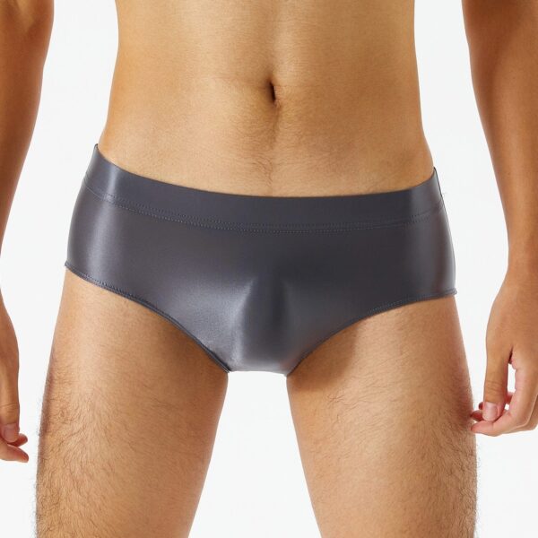 Kinky Cloth Dark Grey / M / 1pc Elastic Waistband Men's Glossy Briefs