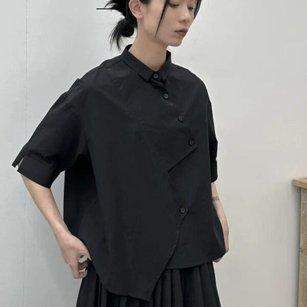 Kinky Cloth Elbow Sleeve Asymmetrical Oversized Shirt