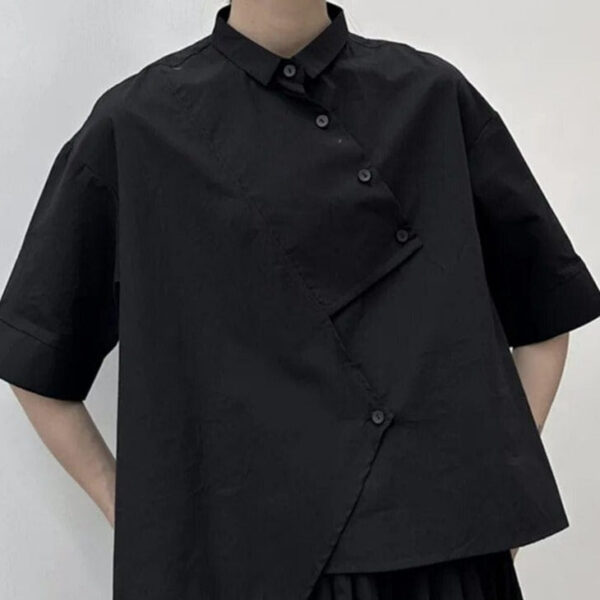 Kinky Cloth Elbow Sleeve Asymmetrical Oversized Shirt