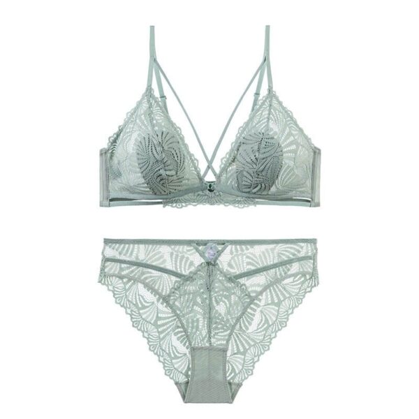 Kinky Cloth green / S(32or70ABC) / CN Embroidery Bra and Panty Set