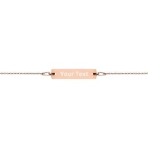 Kinky Cloth 18K Rose Gold / 7" Engraved Silver Bar Chain Bracelet