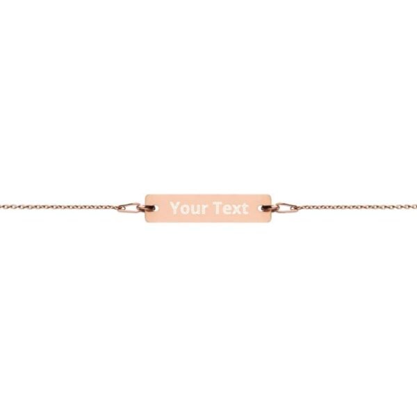 Kinky Cloth 18K Rose Gold / 7" Engraved Silver Bar Chain Bracelet