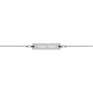 Kinky Cloth Black Rhodium / 7" Engraved Silver Bar Chain Bracelet