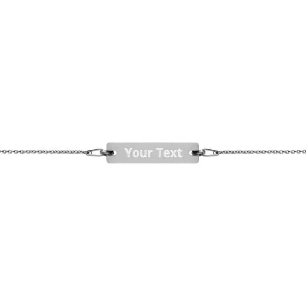 Kinky Cloth Black Rhodium / 7" Engraved Silver Bar Chain Bracelet