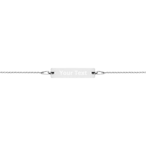 Kinky Cloth White Rhodium / 7" Engraved Silver Bar Chain Bracelet