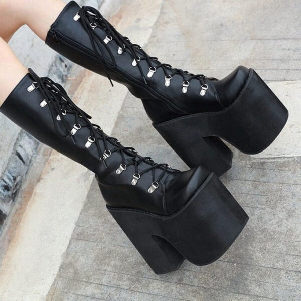 Kinky Cloth Extreme Thick High Heels Boots