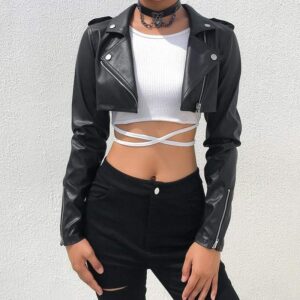 Kinky Cloth 200000801 Faux Leather Cropped Jacket