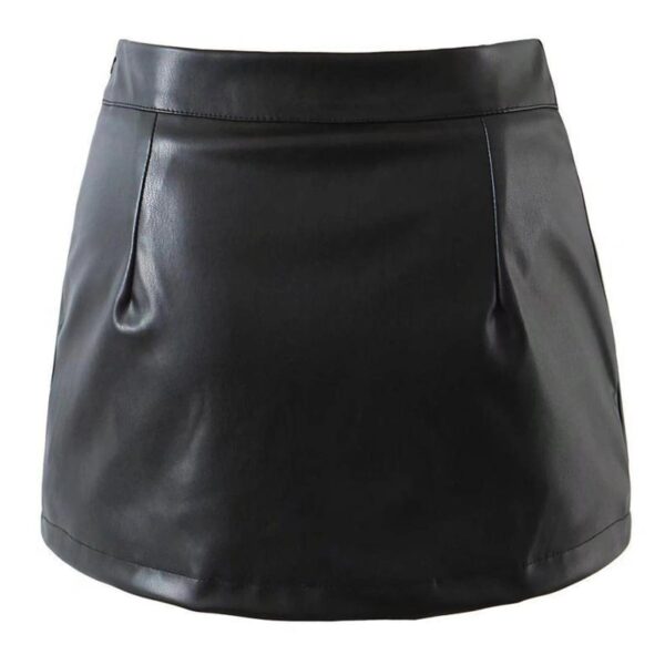 Kinky Cloth Faux Leather Mini Skirt with Slit