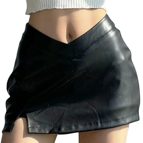 Kinky Cloth Faux Leather Mini Skirt with Slit