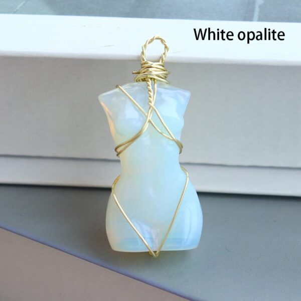 Kinky Cloth white opal Feminine Body Crystal Pendant Necklace