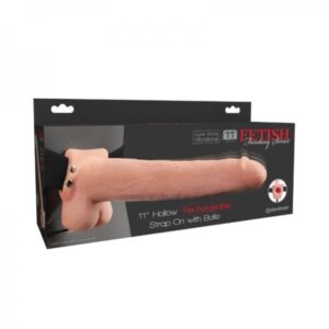 Pipedream Products Dildos Fetish Fantasy 11in Hollow Rechargeable Strap-on With Balls, Flesh