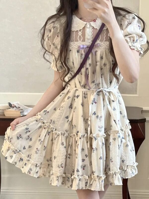 Kinky Cloth Print / Size S(40-45Kg) Floral Print French Dress