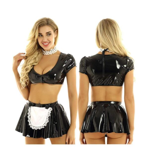 Kinky Cloth 200003986 French Maid Dress Crop Top with Flared Mini Skirt