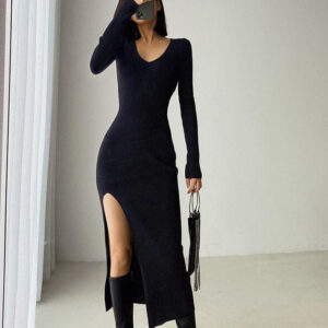 Kinky Cloth French Slit Sweater Dress