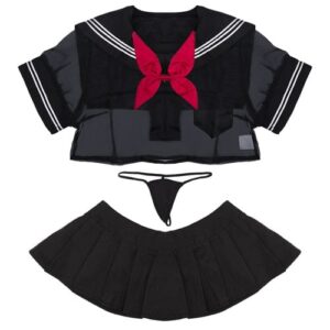 Kinky Cloth black / One Size Front Tie Mini Skirt Uniform