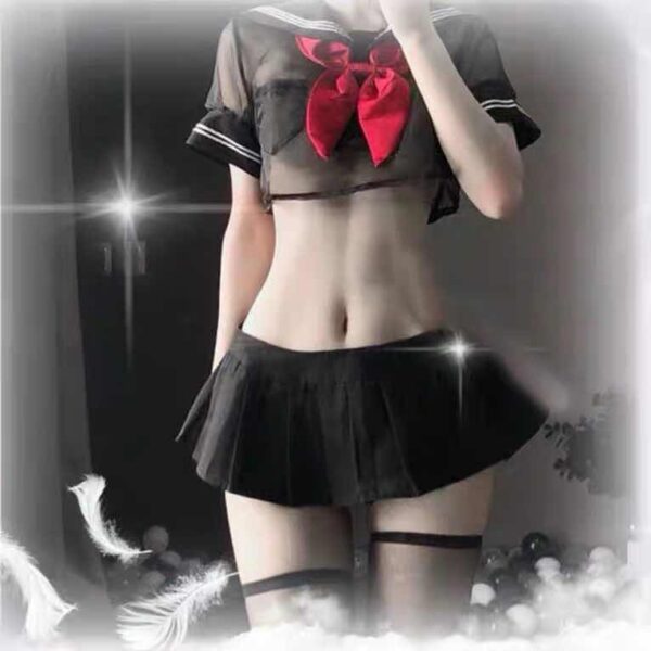 Kinky Cloth Front Tie Mini Skirt Uniform