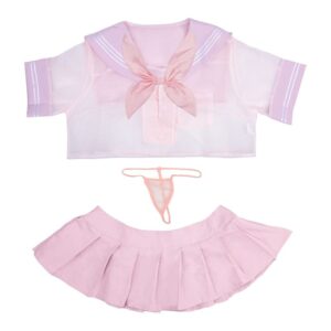 Kinky Cloth Pink / One Size Front Tie Mini Skirt Uniform