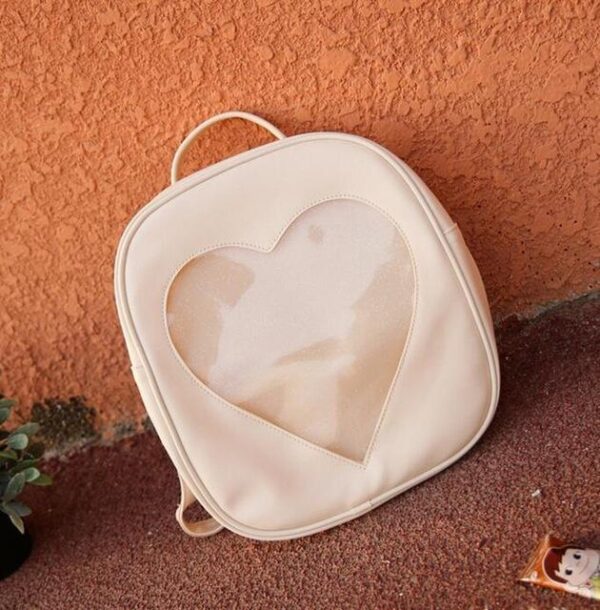 Kinky Cloth backpack Beige Glitter Heart Jelly Backpack