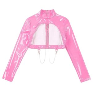 Kinky Cloth Glossy Back Zipper Crop Top